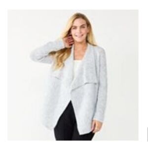 Nine West fly away knit cardigan M fuzzy marled grey
